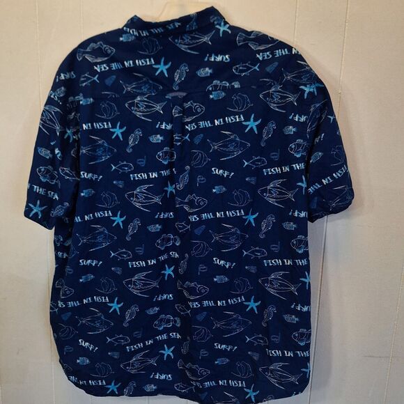 Huntington‎ Beach Club Shirt  Men's 4XL Blue Fish Ocean Print - Picture 9 of 9